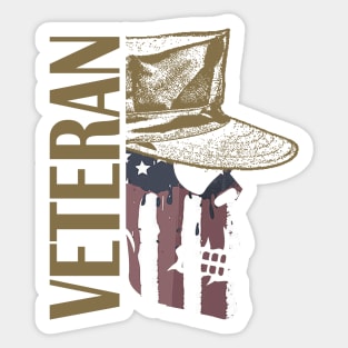 Veteran Painted American Flag Military Skull Sticker